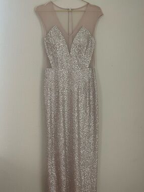 Gianni Bini Gold Sequin Maxi Gown with Illusion Bodice